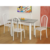 Conjunto de Mesa Carla com 4 Cadeiras Branca Rattan
