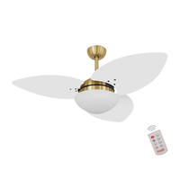 Ventilador de Teto Kovalski Dourado 3 Pás Branco 127V com Controle