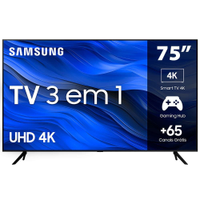 Smart TV 75" UHD 4K Samsung 75CU7700, Processador Crystal 4K, Samsung Gaming Hub, Visual Livre de Cabos, Tela sem limites, Alexa built in
