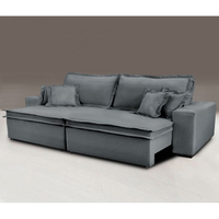 Sofá Retrátil e Reclinável com Molas Cama inBox Premium 2,72m tecido em linho Cinza Escuro