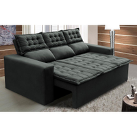 Sofá 3 Lugares Retrátil e Reclinável Cama inBox Slim 2,00m Velusoft Cinza - Cinza