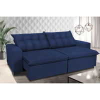 Sofá Retrátil e Reclinavel Oklahoma 2,12m Com Molas e Pillow no Assento Tecido Suede Azul - Cama InBox