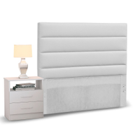 Cabeceira Cama Box Solteiro 90cm Greta Corano Branco e 1 Mesa de Cabeceira Flex DM1 Branco - Mpozenato