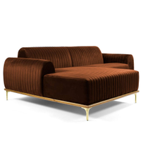 Sofá 3 Lugares Bipartido com Chaise Lado Direito Base de Madeira Euro 245 cm Veludo Telha G15 - Gran Belo