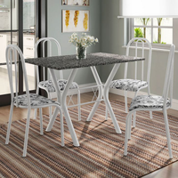 Conjunto de Mesa Miame 110 cm com 4 Cadeiras Madri Branco e Branco Floral