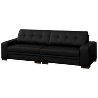 Sofá 4 Lugares 260cm Milano Couro Preto Fosco - Gran Belo