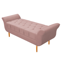Recamier Estofado Ari 195 cm King Size Suede Rosê - Amarena Móveis