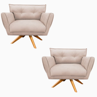 Kit 02 Poltronas Giratória Anitta Suede Base Madeira MA30 D'Rossi