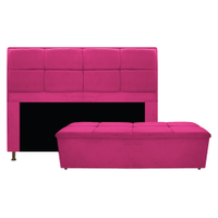 Kit Cabeceira e Calçadeira Munique 160 cm Queen Size Suede Pink - Amarena Móveis
