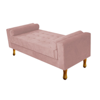 Recamier Baú Félix Casal 140cm Suede Rosê - Amarena Móveis