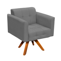 Poltrona Giratória Elisa Suede Grafite Base Madeira MM30 D'Rossi