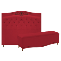 Kit Cabeceira e Calçadeira Yasmim 195 cm King Size Suede Vermelho - Amarena Móveis