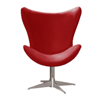 Poltrona Decorativa Alice Egg Lisa Base Giratória De Alumínio - Suede Vermelho