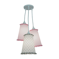Lustre Pendente Menina Pompons Rosa e Cinza