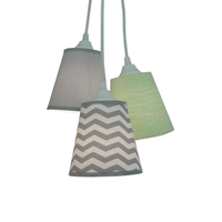 Lustre Pendente Infantil Frufru Verde e Chevron Cinza