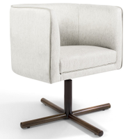 Poltrona Decorativa Giratória Base X Betina D02 Linho Bege C-443 - Lyam Decor
