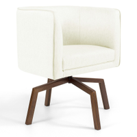 Poltrona Decorativa Giratória Base Ka Betina D02 Corano Bege C-26 - Lyam Decor