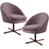 Kit 02 Poltronas Decorativas Giratória Base X Rafa D02 Veludo Rosê B-305 - Lyam Decor