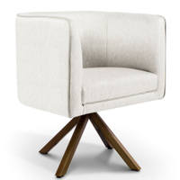 Poltrona Decorativa Giratória Base Giromad Betina D02 Linho Creme A-48 - Lyam Decor