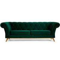 Sofá 4 Lugares Para Sala de Estar Império 300 cm D02 Veludo Verde Musgo C-303 - Lyam Decor