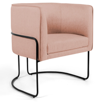 Poltrona Decorativa Fixa Base de Aço Preto Betina D02 Linho Rosê C-105 - Lyam Decor
