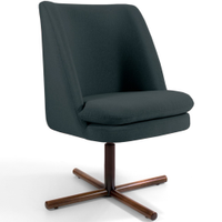 Poltrona Decorativa Giratória Base X Pérsia D02 Linho Chumbo C-465 - Lyam Decor