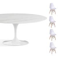 Conjunto Mesa Saarinen Oval Espirito Santo 160X90cm + 4 Cadeiras Eames DSW - Branca
