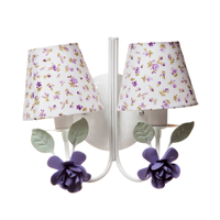 Arandela 2 Lâmpadas Flores G Lilás Quarto Bebê Infantil - Bivolt