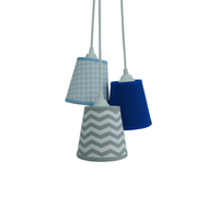 Lustre Pendente Bebê Chevron, Pied Poule e Azul Royal