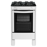Fogão Esmaltec Ágata Glass 4 Bocas Branco Forno Limpa Fácil e Acendimento Automático - Bivolt