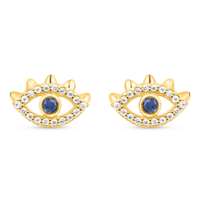 Brinco Way em Ouro Amarelo 18k com Safira Azul e Diamantes