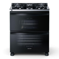 Fogão Brastemp 5 Bocas Preto Com Duplo Forno Mesa De Vidro E Turbo Chama - Bfd5vce 220V