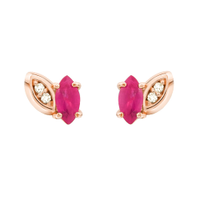 Brinco Way em Ouro Rosé 18k com Rubi e Diamantes
