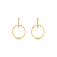 Brinco Argola Elos em Ouro Amarelo 18k com Diamantes