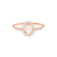 Anel Classic Oriental em Ouro Rosé 18k com Quartzo Rosa e Diamantes