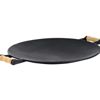Chapa Disco Côncava Picanheira Em Ferro E Alça Madeira 45 Cm