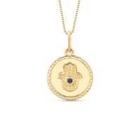 Pingente Medalha Trends em Ouro Amarelo 18k com Safira Azul
