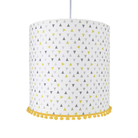 Lustre Tubular Pompom Triângulos Amarelos Quarto Bebê Infantil Menino Menina