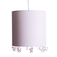 Lustre Tubular Borboleta Rosa Quarto Bebê Infantil