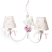 Lustre 3L Primavera Rosa 2 Flores G Quarto Bebê Infantil Menina