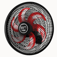 Ventilador Maggie Parede Preto Oscilante 127v Pás Vermelho