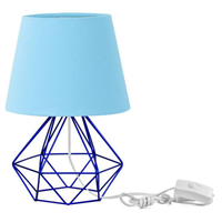 Abajur Diamante Dome Azul Bebe Com Aramado Azul Metálico