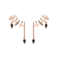 Brinco Ear Cuff Anelli em Ouro Vivara 18k com Quartzos Negros, Diamantes Negros e Diamantes Brown