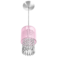 Pendente de Cupula Redondo ClearFio Cristal Acrílico Rosa