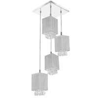 Lustre Pendente Quadclear Organza Quadrado Cinza Magnífico