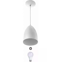 Lustre Pendente Cone Alumínio 20x14cm Branco + Lampada
