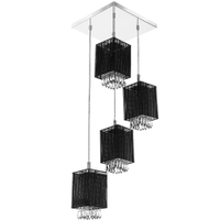 Lustre Pendente Quadclear Organza Quadrado Preto Magnífico