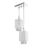 Lustre Sala Cganza Duplo Quadrado Cristal Acrílico Branco