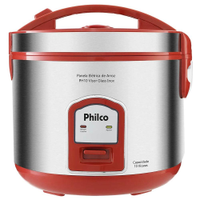 Panela Elétrica de Arroz Philco Visor Glass PH10 700W com Capacidade de 10 Xícaras Vermelho com Inox / 220V