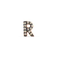 Brinco Único Letra R em Ouro Rosé 18k com Diamantes